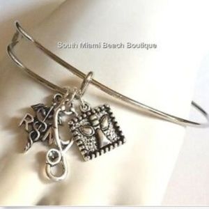 Silver Nursing Bracelet RN Caduceus Stethoscope